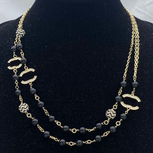 Vrouwen luxe designer merk dubbele letter trui ketting 18k goud vergulde crysatl strass sweater NewKlace voor bruiloft jewelerlry accessoires