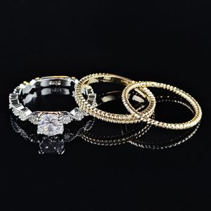Dames Luxe Designer Paar Ring Set Vierkante Moissanite Diamant Glanzende Ringen Sieraden PT950 Vergulde Vriendin Geschenken Verloving Trouwring Set 1917
