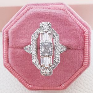 Dames Luxe designer uitgehold paleisstijl volledige 3A moissanite diamanten prinsesringen sieraden PT950 vergulde vriendin geschenken verlovingstrouwring 1902