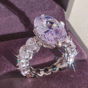 Vrouwen luxe designer ring grote ellips ovaal ingelegd 3A moissanite diamanten prinsessenringen sieraden PT950 vergulde vriendin geschenken verlovingstrouwring 1909