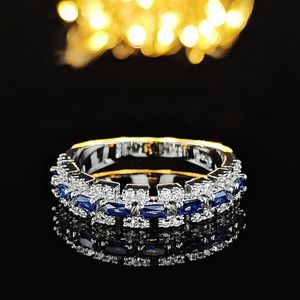 Vrouwen luxe designer ring saffier volledige 3A moissanite diamanten ringen sieraden PT950 vergulde vriendin geschenken verlovingsring 1923