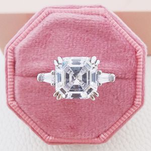 Dames Luxe designerringen vierkante grote moissanite Diamant glanzende volledige boor Ringen Sieraden PT950 vergulde vriendin Geschenken Verlovingstrouwring 1914