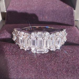 Dames Luxe designerringen vierkante grote moissanite Diamant glanzende volledige boor Ringen Sieraden PT950 vergulde vriendin Geschenken Verlovingstrouwring 1919