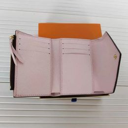 Tarjeteros de lujo Carteras cortas plegables Cartera de calidad espejo Tarjetero de cuero Ranuras para tarjetas de crédito con caja Monederos de cuero para mujer Mini bolsa de regalo para llaves