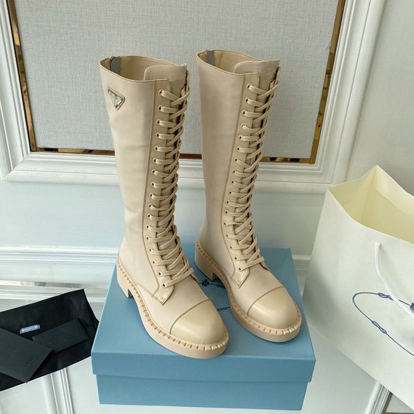 Bottines de créateurs de luxe pour femmes, demi-bottes en cuir de veau noir, chaussures plates à lacets, fermeture éclair réglable, bottes de moto 6Q QASD