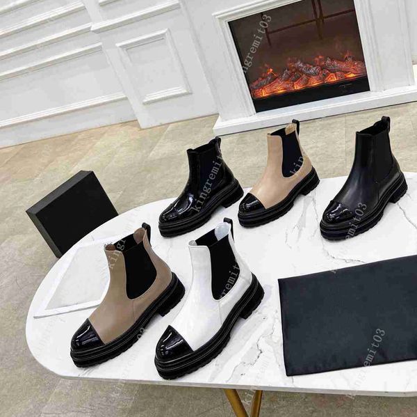 Femmes Designers de luxe Bottes Bottines en cuir de veau noir Qualité Chaussures à enfiler plates Western Ouverture réglable Bottes de moto de mode avec boîte