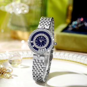 Dames Luxe Full Star Active Diamond horloges van hoge kwaliteit quartz horloge Stalen band waterdicht horloge