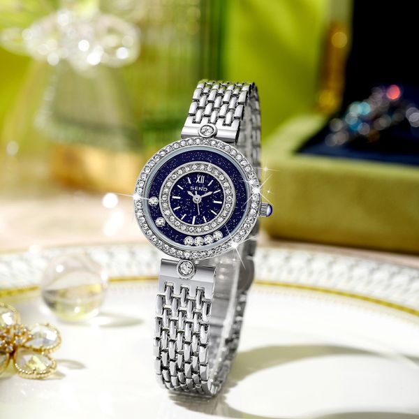 Femmes luxe Full Star Active Diamond montres montre à quartz de haute qualité bracelet en acier montre étanche