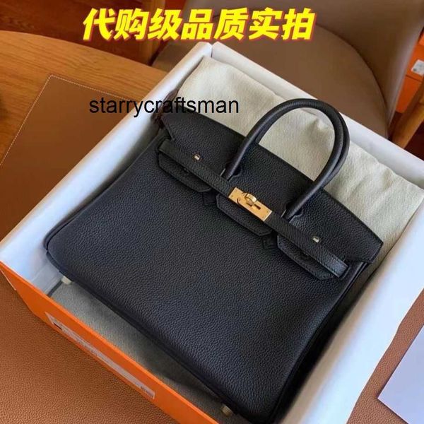 Femme Luxury Handbag L Sac noir Full Hand Wax File Original Togo Leather 25/30/35 Gold et Silver Buckle