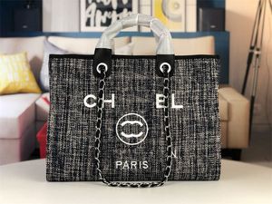 Femmes luxe grande capacité chaînes décontractées sac de plage mode sac à main fourre-tout perles lettre sac en toile vacances d'été designer épaule BOHO sacs à main perles sacs