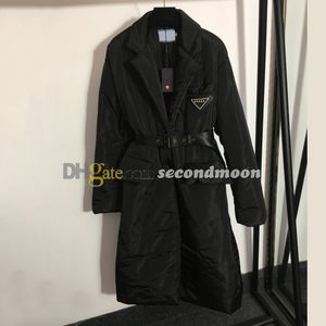 Dames luxe parka's met tailleband gewatteerde jas met enkele rij knopen, dames lange gewatteerde jas, warme dikke bovenkleding