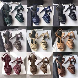 Dames luxe ontwerper sandaal hoge hakken schoenen 10 cm glanzend metaalleer luxe jurk lederen trouwschoen met doos