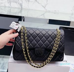 Dames luxe ontwerpers tassen zwarte kalfsleer tassen schouder handtas klassieke lederen hartstijl gouden ketting tote messenger banket shopping bruiloft