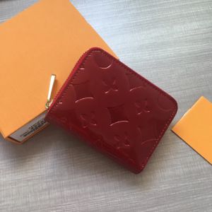 dames luxe ontwerpers kaarthouders lakleer tassen portefeuilles effen kleur bloementas echt leer dames reisportemonnees portemonnee 11 cm met geschenkdoos