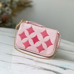 Mujeres Luxurys Diseñadores Mini Shouder Bolsos Bolso Monedero Estampado fior Cadenas doradas Bolso Mensajero de cuero genuino Carteras para damas 15 * 10 cm 8