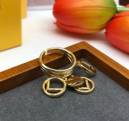 Vrouwen luxe openen drie ringen diamant f letter bruiloft voor lady love 18k gouden ring sieraden geschenken