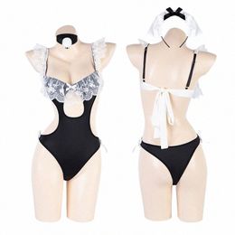 Femmes Maid Body Uniforme Jeu de rôle Femmes mignonnes Lingerie sexy Costumes de cosplay Servante Anime Stage Vêtements Lolita x1FH #