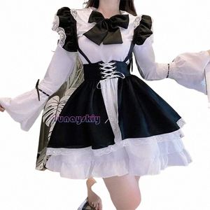 Vrouwen Maid Outfit Anime Lg Dr Zwart-wit Apr Dr Lolita Dres Mannen Cafe Kostuum Cosplay Kostuum o3yh #