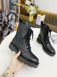 Femmes MAJOR bottines mode à lacets plate-forme en cuir Martin Boot Top Designer dames lettre imprimer chaussons d'hiver chaussures 207