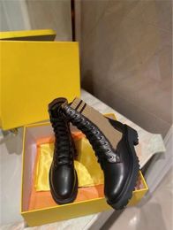 Femmes MAJOR bottines mode à lacets plate-forme en cuir Martin Boot Top Designer dames lettre imprimer chaussons d'hiver chaussures taille 35-40 01