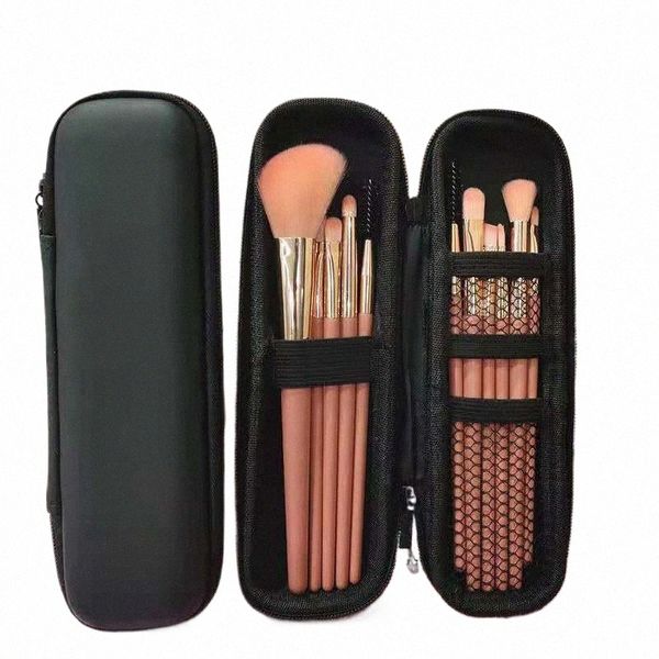 Caso de maquillaje de mujeres Case Pure Black Small Cosmetic Bag Lipstick Organizador de lápiz Pen Beauty Tool Box Storage Box Zipper Lg Strip Eva Pouch P4iv#