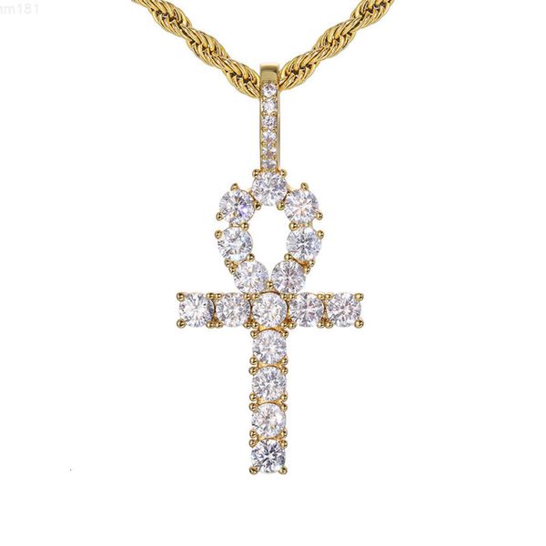 Collier à breloques croisées en argent Sterling 925 pour homme et femme, pendentif Vvs Moissanite, bijoux Hip Hop à la mode