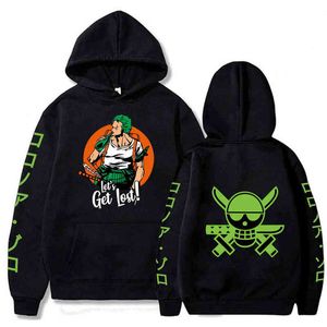 Mujeres/hombre Anime One Piece Roronoa Zoro Hoodies Casual Pullover Otoño Ropa Drop Shipping H1227