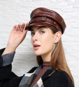 Dames man hoed ins retro chapeau klassieke hoofdtooi modeontwerp Brits cool knappe echt cowhide echt leer piekcap fla2400511