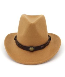 Vrouwen man wol voelde westerse cowboyhoeden brede rand jazz fedora trilby cap panama stijl carnaval hoed floppy cloche cap1490518
