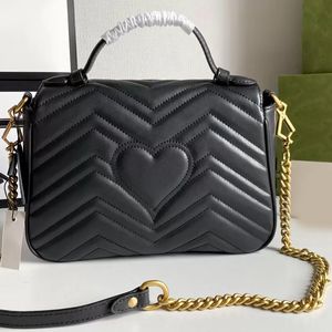 Femmes Marmont Messenger Sacs Love Heart V Wave Pattern Satchel Véritable Sac à bandoulière en cuir Designer Chaîne Sacs à main rouges Sac à main Totes Sacs à bandoulière Sac à main pour femme