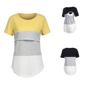 Dames kraamschap borstvoeding teen verpleegkundige toppen gestreepte korte mouw t-shirt plus maat s-2xl zwangerschapskleding T-stukken
