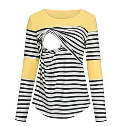 Vrouwen Zwangerschaps gestreepte verpleegkundige toppen met lange mouwen T-shirt voor borstvoeding zwangerschap T-shirts voor zwangere vrouwen kraamkleding