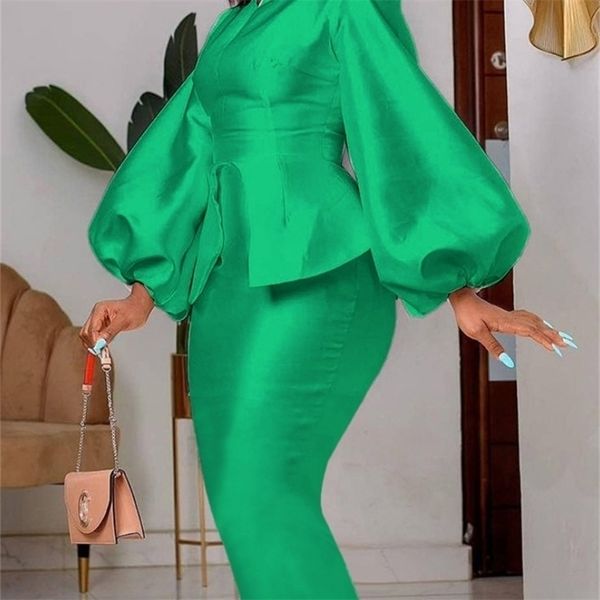 Femmes Maxi Robes Longue Lanterne Robe De Noël Col En V Peplum Moulante Sexy Brillant Célébrer Occasion Robe Africaine Anniversaire Événement 220317