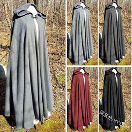 Vrouwen Middeleeuwse Mantel Kapmantel Vintage Gothic Cape Effen Jas Lange Geul Halloween Cosplay Kom Overjas Vrouwen L220714176l