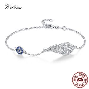 Dames Mannen Angel Wings Armbanden Blauw Lucky Eye Sterling 925 Armband Pave Setting CZ Crystal Silver Sieraden Geschenken KLTB055