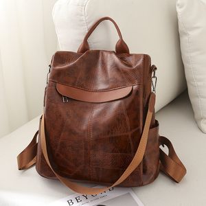 Vrouwen mannen rugzakstijl echte lederen mode casual tassen kleine meisje schoolbag business laptop rugzak opladen bagpack rucksack sportoutdoor packs 6702