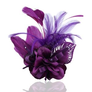 Vrouwen mannen broche veer stof bloem corsage handgemaakte revers kraagpen voor dame trendy bruiloft haar accessoires