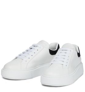 Femmes Hommes chaussures de sport de marque designer baskets blanches en cuir véritable bas baskets plate-forme Macro baskets à lacets taille 35-45