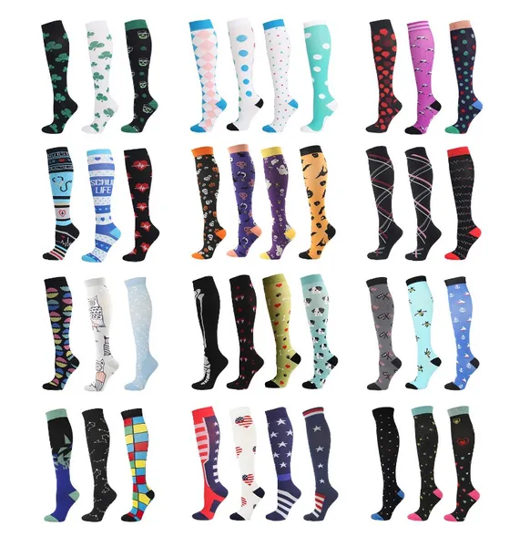 Chaussettes de sport à Compression pour hommes et femmes, chaussettes en Nylon pour course à pied, randonnée, vol, voyage, Circulation, chaussettes d'athlétisme