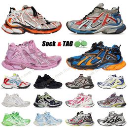 Mujeres Hombres Diseñadores Zapatos Balenciaha Paris Runner 7.0 Transmitir Sentido Entrenadores Negro Blanco Rosa Azul Lujo Balenciegas Zapatillas de deporte 7 Casual Correr Senderismo Entrenador para hombre