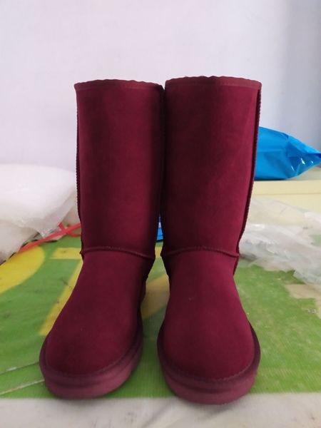 Botas de nieve divididas de vaca de barril alto para mujer, zapatos de invierno cálidos y gruesos, suela plana antideslizante, talla grande US4-13