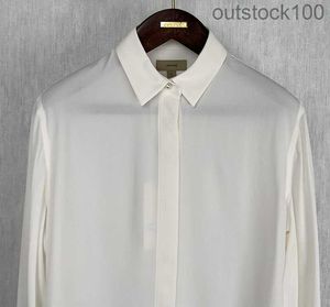 Vrouwen mannen van hoge kwaliteit Buurberlyes Designer Designer Kleding Nieuwe Wit Mulberry Silk lange mouwen shirt Dames Luxe met originele logo