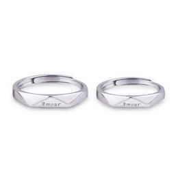 Vrouwen heren brief amour open ring sterling zilveren brief ring cadeau voor liefde paar mode-sieraden accessoires