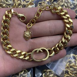 Femmes hommes lettre cubaine lien chaîne Bracelet tête de tigre Bracelets pour cadeau fête bijoux de mode