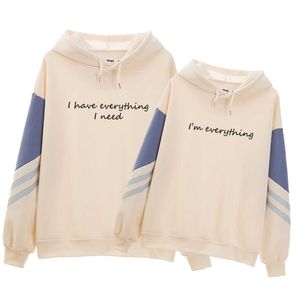 Vrouwen mannen matching kleding voor koppels Ik heb alles wat ik nodig heb ik ben alles letter print paar hoodies sweatshirts pullover y0820