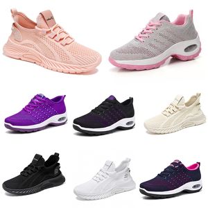 Femmes hommes nouvelles chaussures randonnées courent chaussures plates softs sole mode violet blanc noir confortable sport couleur bloquer q53 gai
