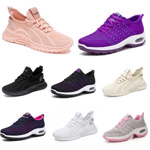 Zapatos nuevos para hombre y mujer, zapatos planos para correr, senderismo, suela suave, moda, morado, blanco, negro, cómodos, deportivos, franjas de color Q100 GAI 874 Wo