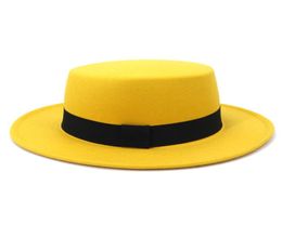 Femmes hommes polyester coton noir vert crème largeur fedora chapeau fedora pour festival tarte de porc bœuf plateau top chapeaux pour la fête wedding3660593