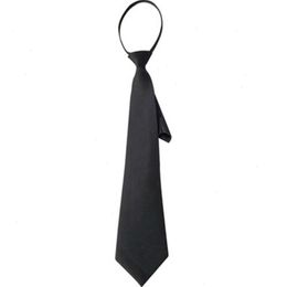Femmes hommes rétro couleur unie noir Narror cou cravate avec réglable paresseux fermeture éclair étudiant pré-attaché maigre cravate vêtements pour