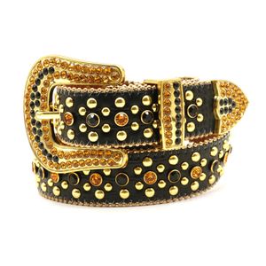 Femmes hommes strass de r￩glementation Western Cowgirl Cowboy Courte de cuir clout￩e ceinture de taille en diamant pour pantalon en jeans